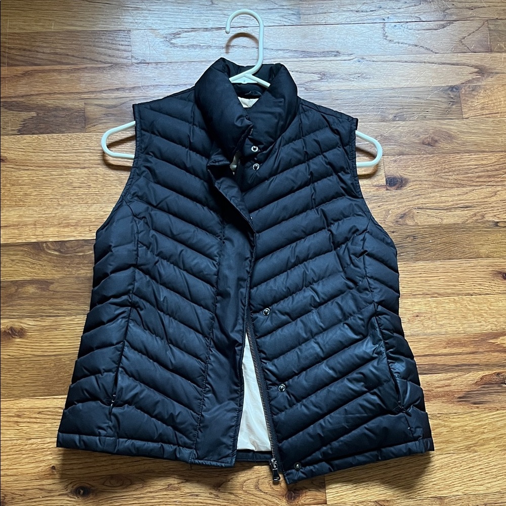 Talbots quilted duck down vest, black, small petite